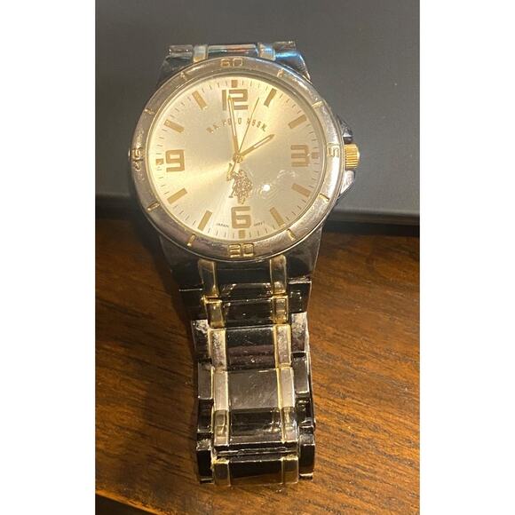 Men's 40mm Two Tone US Polo Assn Watch, Adjustable Locking Band - Picture 3 of 4